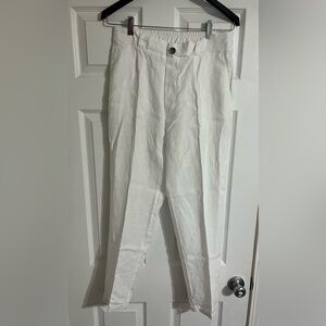 Moraitis White 100% Linen Pants Greece Size Medium Beach Lightweight